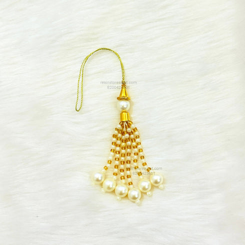 Cap with White and Gold Pearl Latkan