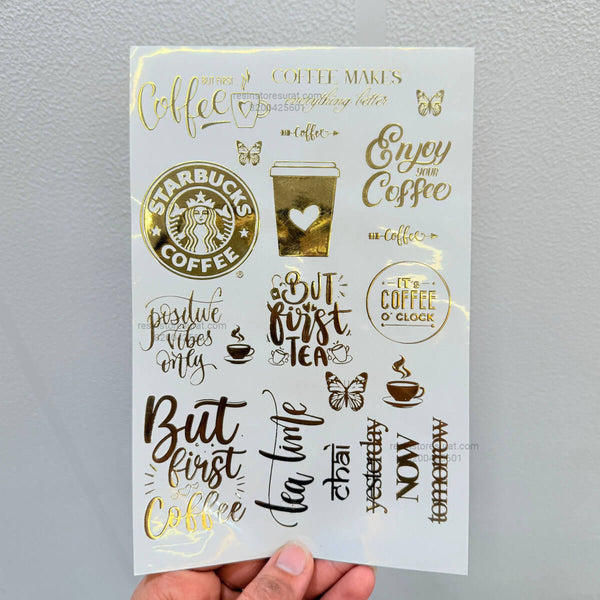Coffee Embossed Sticker Sheet - A5