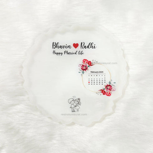 Designer Couple name with calendar - Custom Insert Sheet