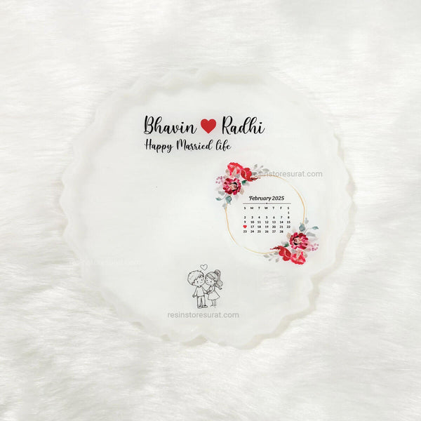 Designer Couple name with calendar - Custom Insert Sheet