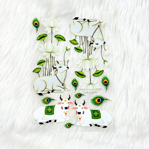 White Cow 3D UV Sticker Sheet - A6