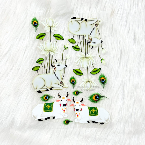 White Cow 3D UV Sticker Sheet - A6