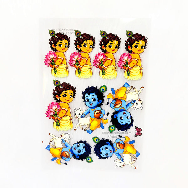 Cute Krishna 3D Uv Sticker Sheet - A6