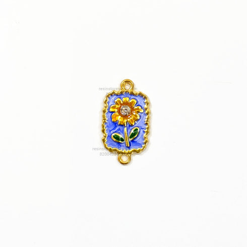 Blue Daisy Flower Enamel Rakhi Charm
