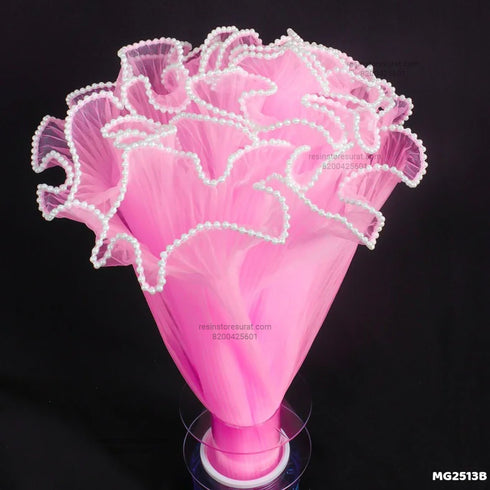 Dark Pink Wrinkled Wrapping Paper Net With Pearl - 2513B