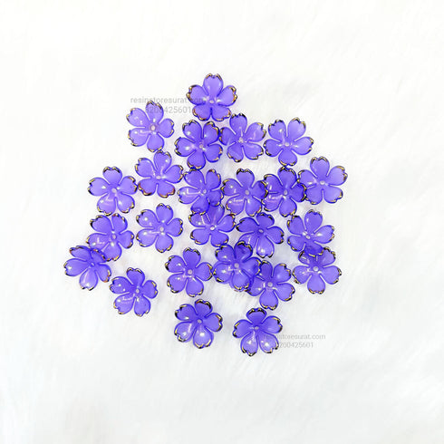 Purple Acrylic Cherry Blossom Flower Beads