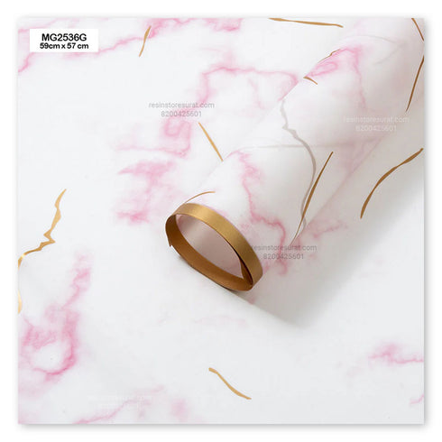 Marble Effect Pink Flower Wrapping Paper Plastic Sheet - 36G(20 Sheet)