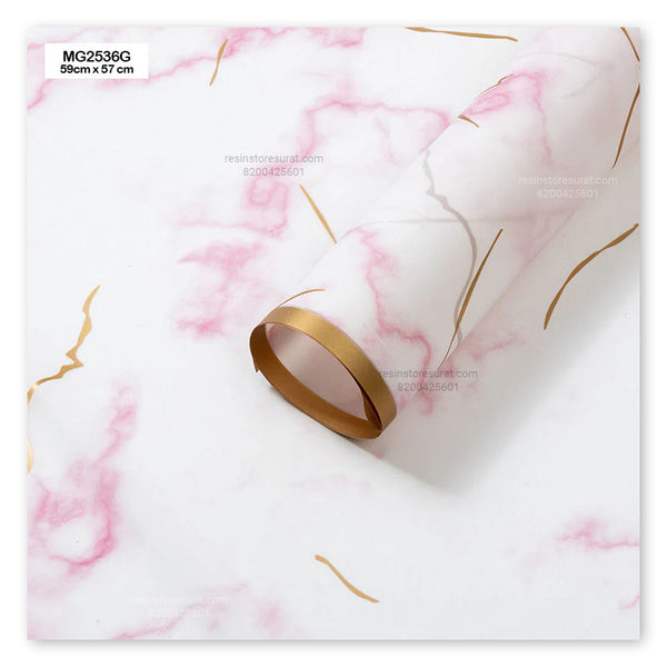 Marble Effect Pink Flower Wrapping Paper Plastic Sheet - 36G(20 Sheet)
