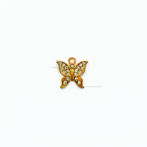 Diamond butterfly gold charm
