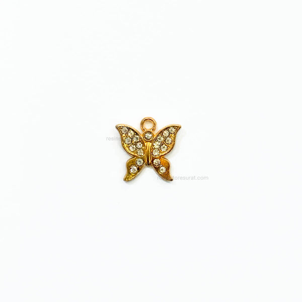 Diamond butterfly gold charm