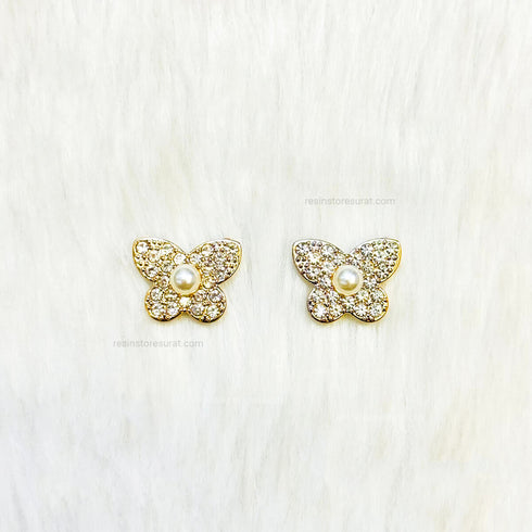 Decorative Pearl and Diamond Butterfly - 1 pcs