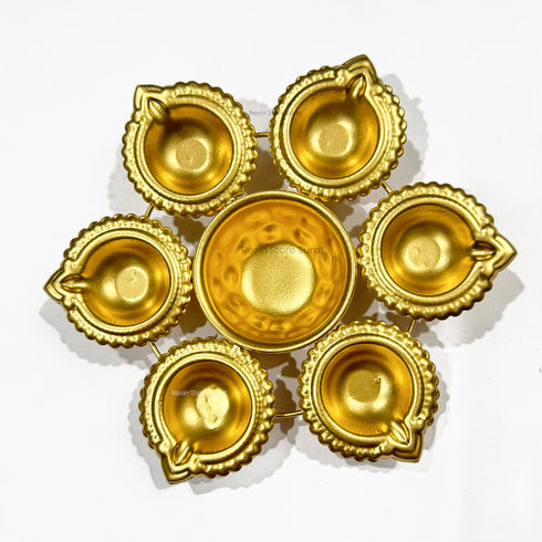 Urli Bowl with Diya Tealight Holders for Home Diwali Floating Flower Table Pooja Decorative Urli