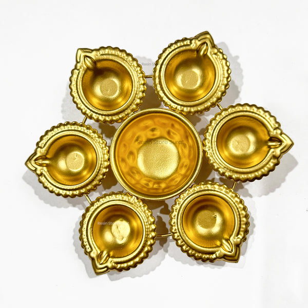 Urli Bowl with Diya Tealight Holders for Home Diwali Floating Flower Table Pooja Decorative Urli