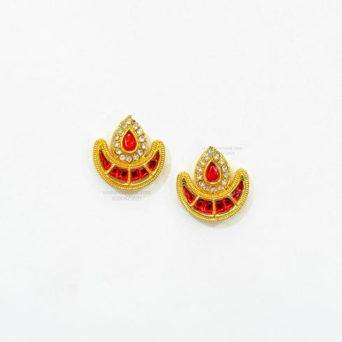 Diya Meenakari Kundan Beads Red Gold Charm D41 - 2 Pcs