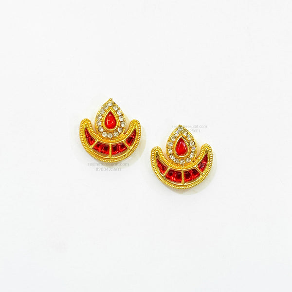 Diya Meenakari Kundan Beads Red Gold Charm D41 - 2 Pcs