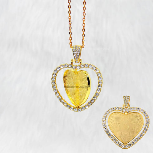 Double Sided Heart Gold Diamond Pendant
