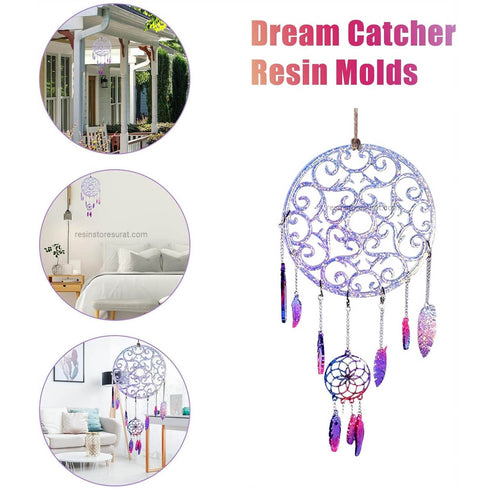 Dream Catcher Molds, Dream Catcher Silicone Molds for Epoxy Casting, Feather Mold