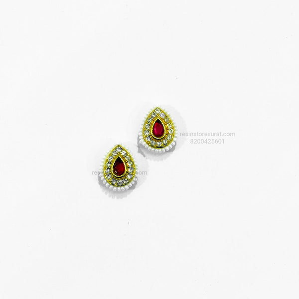 Drop Diamond Meenakari Kundan Beads Red Gold charm B4
