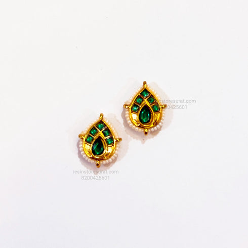 Drop Meenakari Kundan Beads Green Gold Charm D2