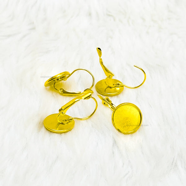 Earring Making Brass Leverback Earring Findings gold - 4 Pcs