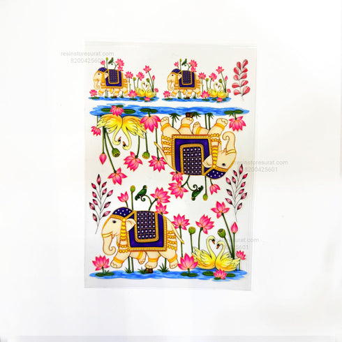 Elephant Pichwai 3D UV Sticker Sheet - A6