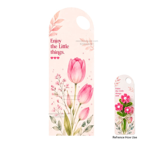 Enjoy the Little Things Design Pink Tulip Floral Bouquet Flower Card with Handle - 008