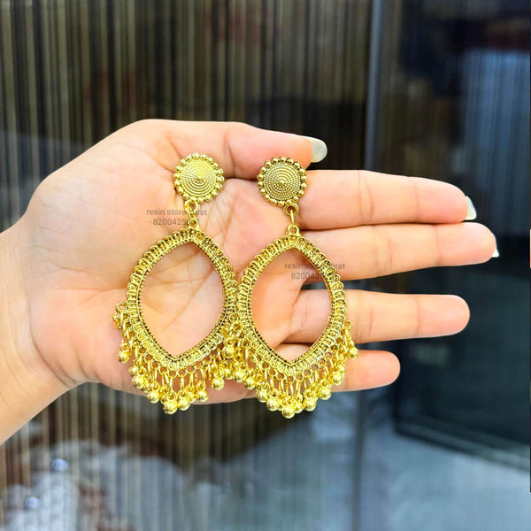 Gold Eye Shape Resin Jhumka