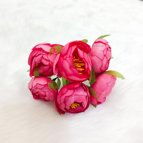 Pink - 6 Pieces Set Real Touch Silk Artificial Rose Flower