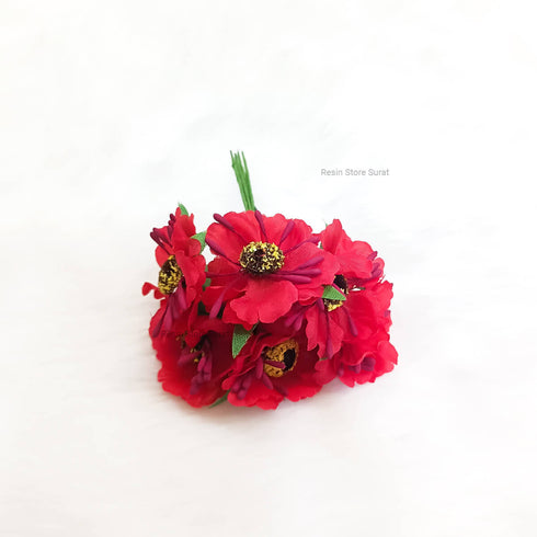 Red Sun Flower 6 Pcs Bunch