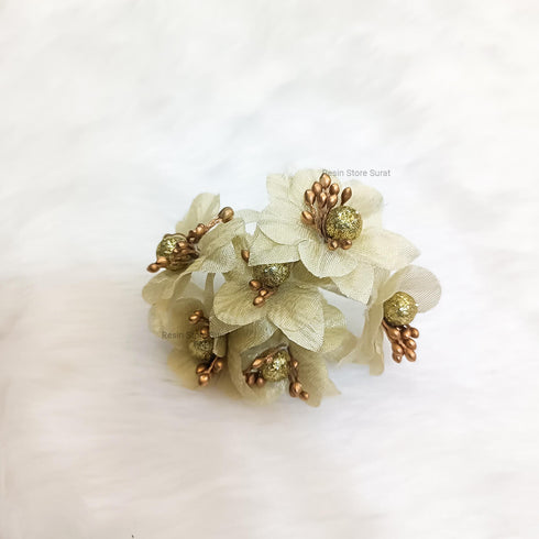 Gold Cloth Flower 6 Pcs Bunch