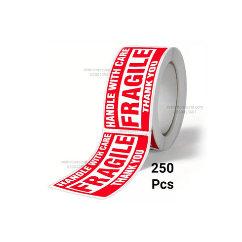 Fragile Sticker Roll Red & White