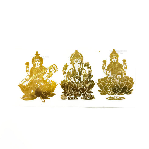 Ganesha, Laxmi and Saraswati Metal Sticker Set