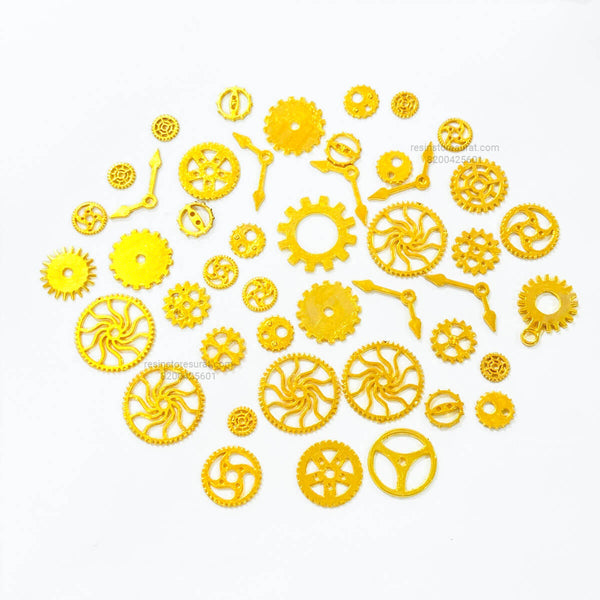 Gold Gear Metal Charm for Resin Clock
