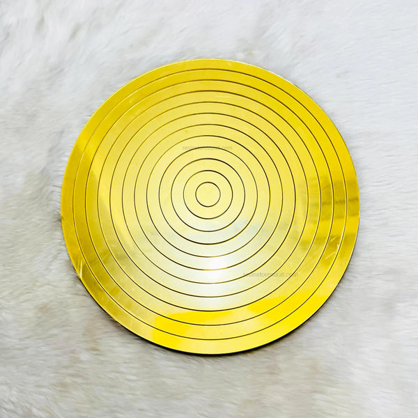 Acrylic Gold Ring Round 12 Pcs Set With Mdf Base