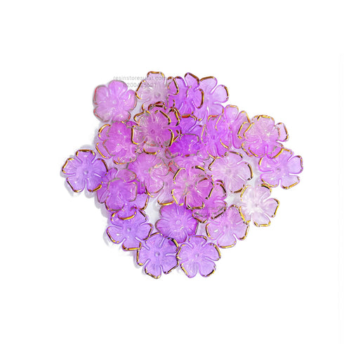 Golder Border Cherry Blossom Purple Acrylic Flower Beads
