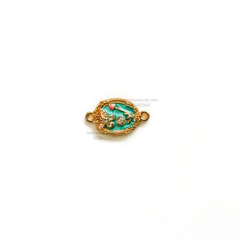 Green Butterfly With Diamond Oval Enamel Rakhi Charm