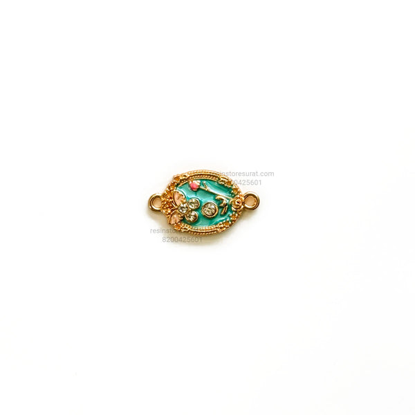 Green Butterfly With Diamond Oval Enamel Rakhi Charm
