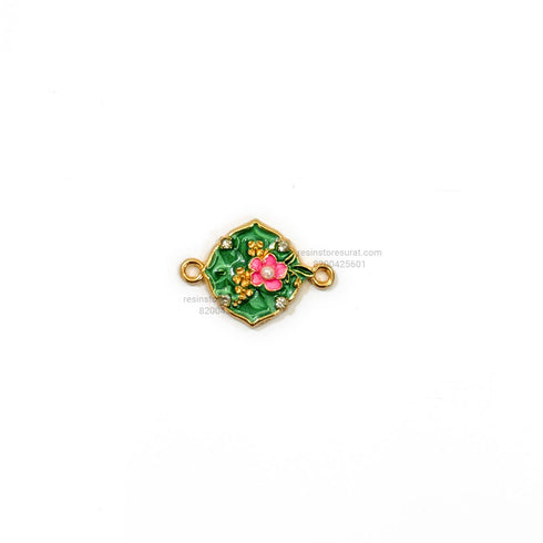Green Floral Enamel Rakhi Charm