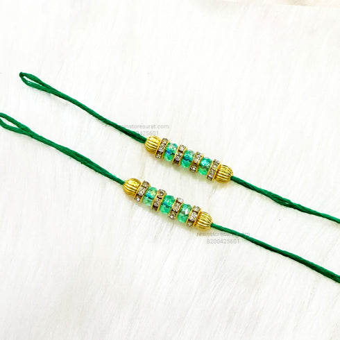 Green Readymade Rakhi Thread - RT13 (5 Pairs)
