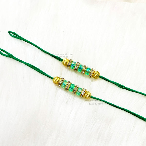 Green Readymade Rakhi Thread - RT13 (5 Pairs)
