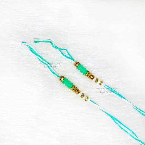 Green Readymade Rakhi Thread - RT17 (5 Pairs)