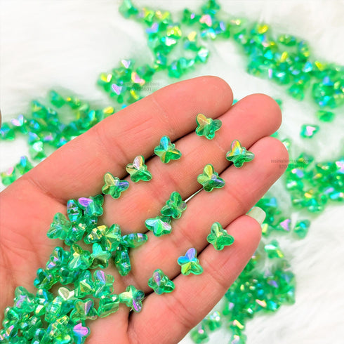 Green Reflective Butterfly Rakhi Beads