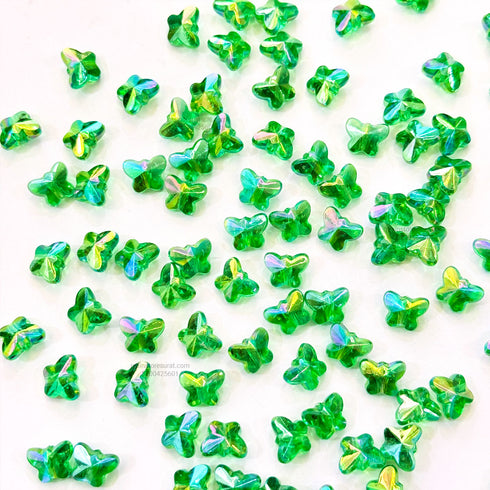 Green Reflective Butterfly Rakhi Beads