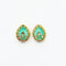 Green Ruby White Kundan Beads Gold Charm D21 - 2 Pcs