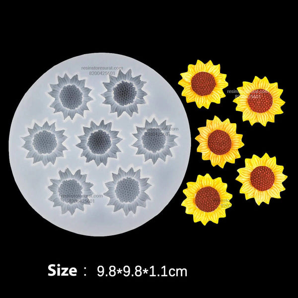 7 Cavity 3D Sun Flower Candle Mould Handmade - 134