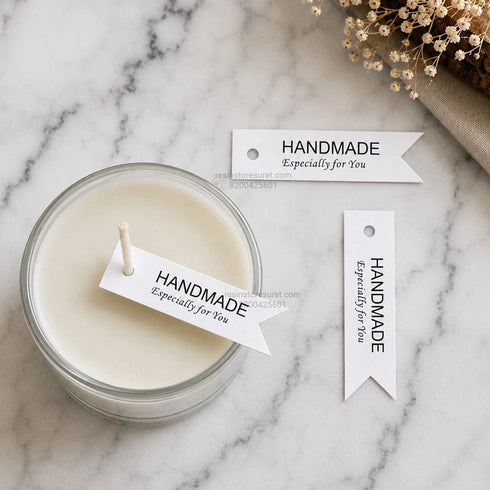 Handmade Especially for You White Ribbon Shape Tag for candle