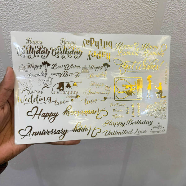 Birthday Anniversary Embossed Sticker Sheet - A5