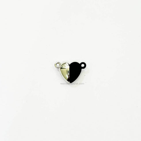 Heart shape magnetic clasp Silver - Black