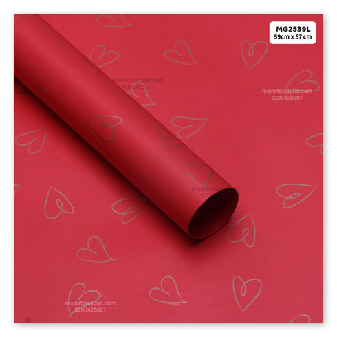 Heart Pattern Red Flower Wrapping Paper Plastic Sheet - 39L(20 Sheet)