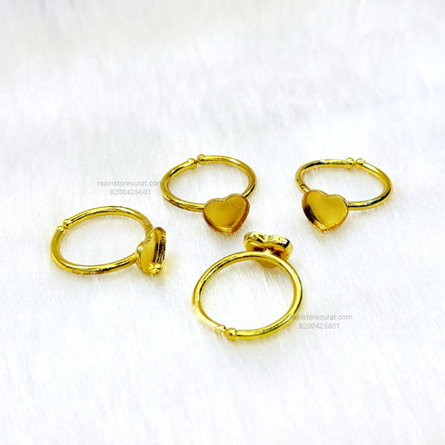 Resin Heart Adjustable Bezel Ring Base - Gold